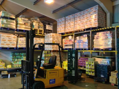 A photo of FareShare food crates